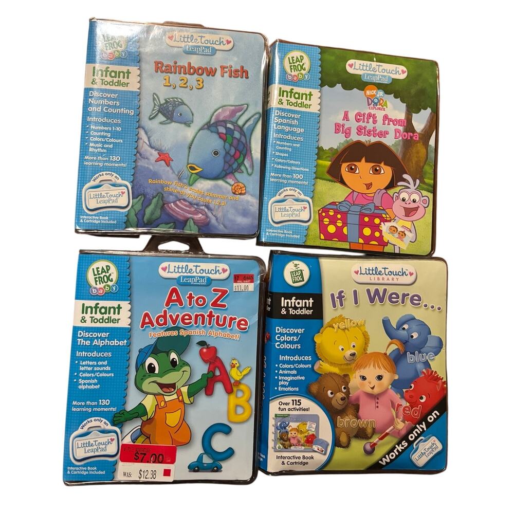 Leap Pad Little Touch baby cartridges and books (lot of 4)